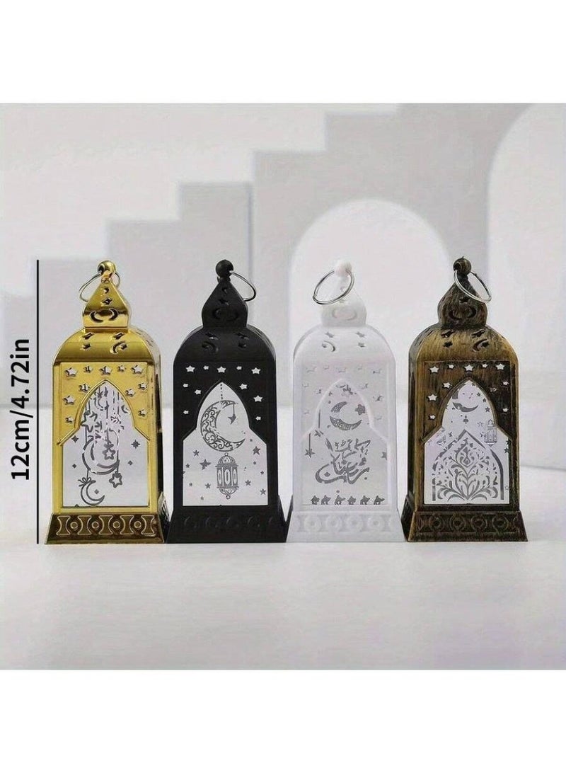 Black Decorative LED Lantern  – Crescent & Star Cut-Out Design – Warm Ambient Table Light – Metal Frame Accent Lamp - Image 3